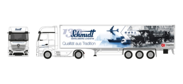 Herpa 959698 Mercedes-Benz Actros 18 L Gigaspace Koffer-Sattelzug “Schmidt Gevelsberg/Flugzeug“