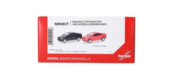Herpa 014106 Herpa MiniKit Opel Coupé (2000), Schwarz und Magmarot, 2 Stück