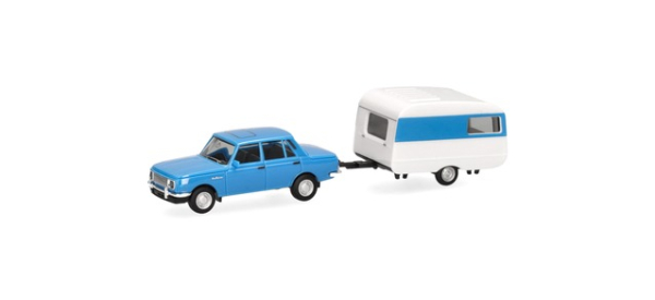 Herpa 028585-002 Wartburg 353 '82 Limousine mit Qek, himmelblau