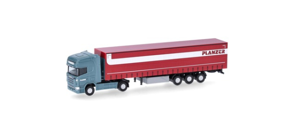 Herpa 066860 Scania R TL Gardinenplanen-Sattelzug "Planzer" (Schweiz/Dietikon)