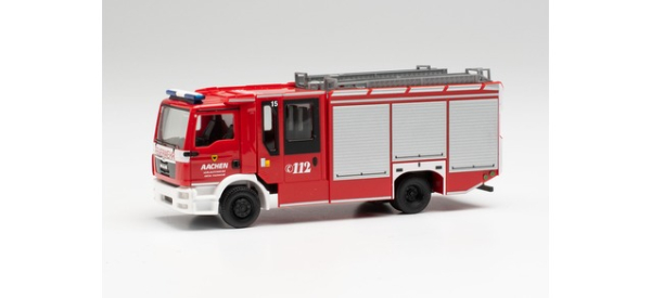 Herpa 095730 MAN TGS Ziegler Z-Cab HLF 20 Löschfahrzeug "Feuerwehr Aachen / Verlautenheide"
