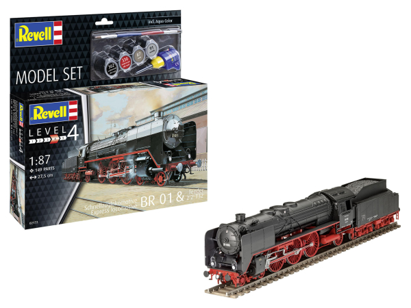 Revell 62172 Model Set Schnellzuglokomotive BR01&Tender 2'2'T32 Revell Modellbausatz mit Basiszubehör