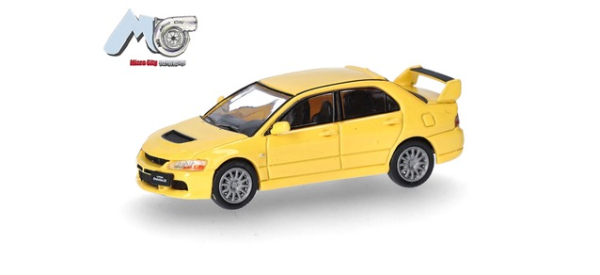 Herpa 87MC000004 MicroCity: Mitsubishi Lancer Evolution 9 (2005-2007), gelb