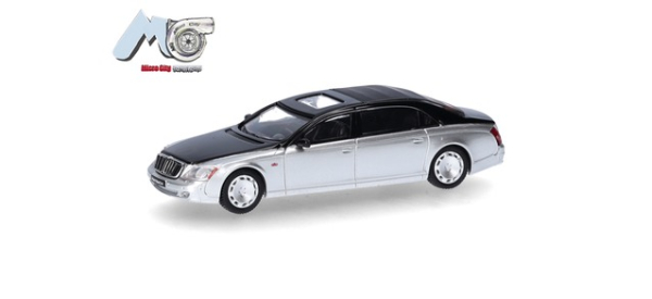 Herpa 87MC000026 MicroCity: Maybach 62S, schwarz/silber (2002-2013)