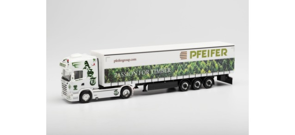 Herpa 942898 Scania R 13 TL Gardinenplanen-Sattelzug "Andreas Schubert Transporte / Vento Bianco" (Bayern/Gmund am Tegernsee)