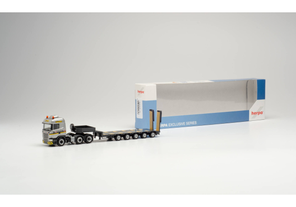 Herpa 944816 Scania R `13 HL 6x2 Semitieflade-Sattelzug "Bloedorn"