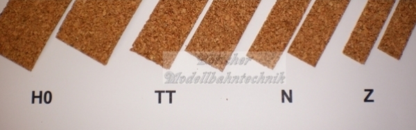 15 laufende Meter Gleisbett, aus Korkstreifen, Spur H0