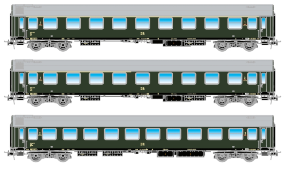 HR4235 3-teiliges Set Reisezugwagen Typ B der DR, Ep. III