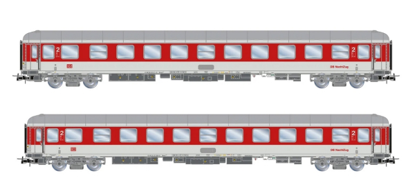 HR4416 DB Nachtzug, 2-tlg. Set Liegewagen Bvcmz248, in weiß/roter Farbgebung, Ep. V